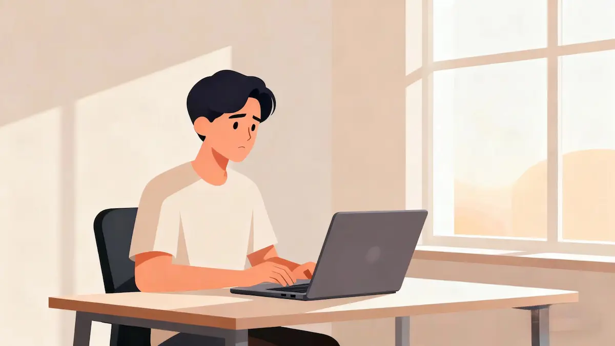 Overthinking at work illustration