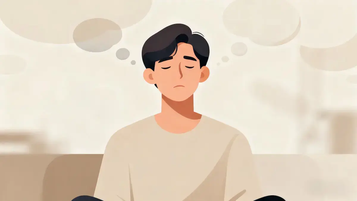 Person deep in thought, showing signs of overthinking