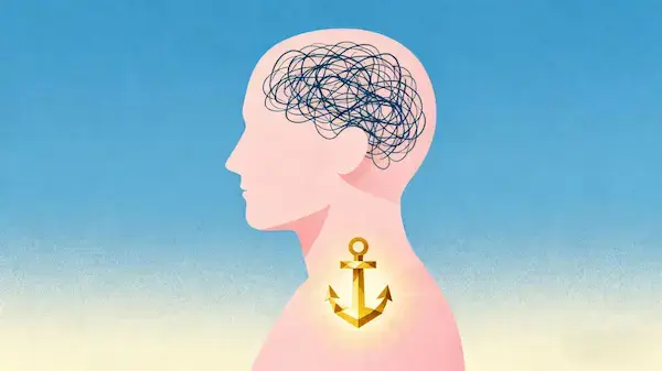 Illustration showing a tangled mind representing overthinking caused by low self-worth