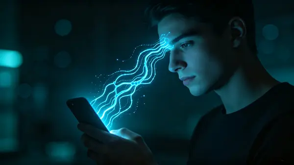 Person looking at phone in the dark