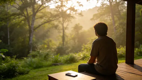 Peaceful morning without digital distractions